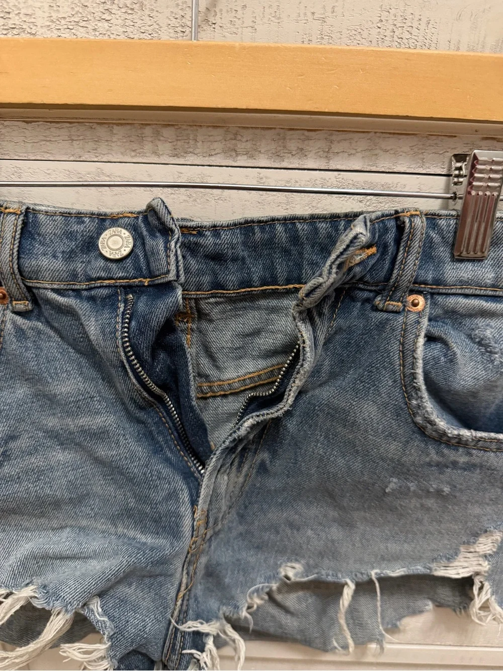 Zara Distressed Blue Denim Shorts